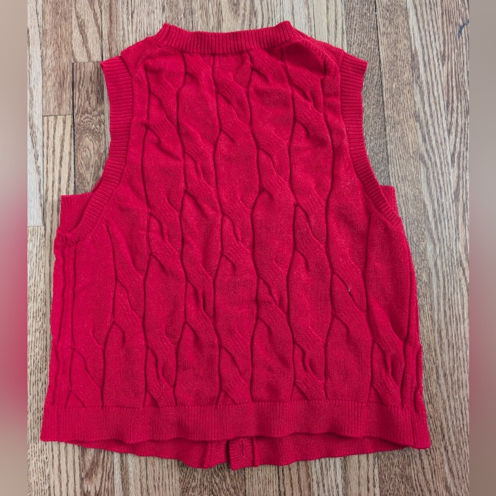 Women's A New Day Red Cable-Knit Button Front Sweater Vest - Picture 3 of 3